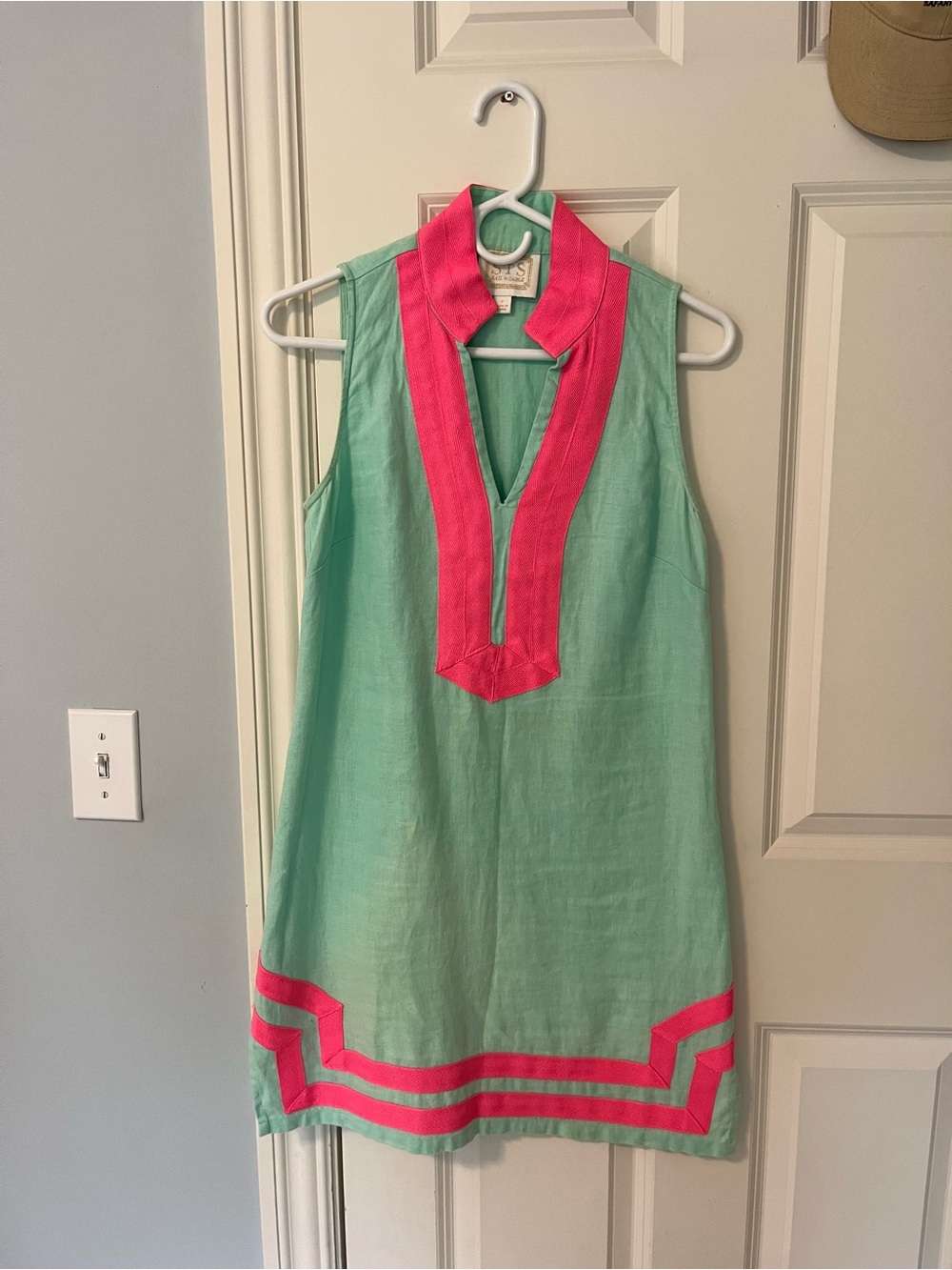 STS Mint Shift Dress with Hot Pink Trim